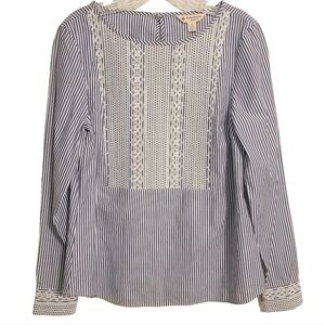 Brooks Brothers Red Fleece |  Women's Striped Embroidered Blouse (US Size 6)